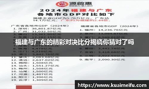 福建与广东的精彩对决比分揭晓你猜对了吗